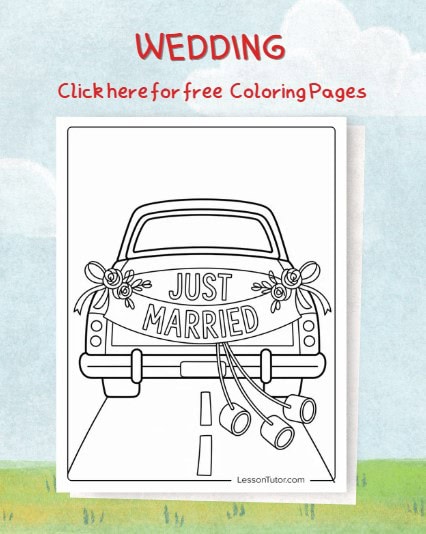 Free wedding coloring pages featured image