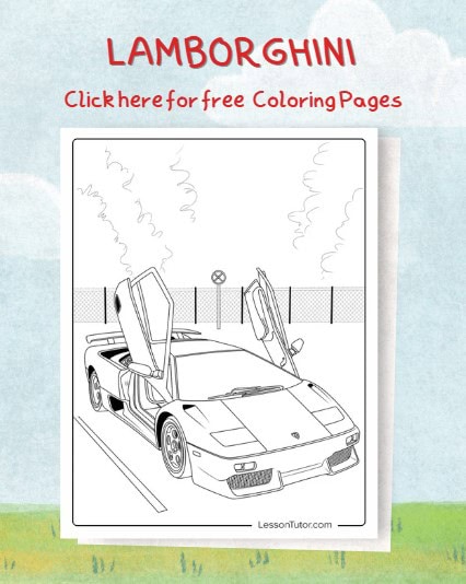 Free lamborghini coloring pages featured image