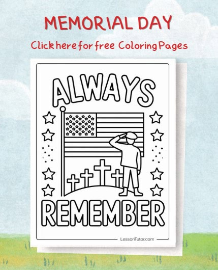 Free memorial day coloring page featured image