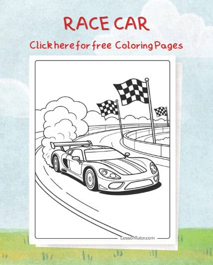 Free race car coloring pages featured image